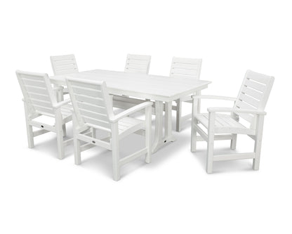 POLYWOOD Signature 7-Piece Farmhouse Dining Set with Trestle Legs in White