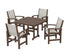 POLYWOOD Coastal 5-Piece Dining Set with Nautical 44" Dining Table in Mahogany / Birch