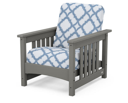 POLYWOOD Club Mission Chair in Slate Grey / Trellis Sky Blue