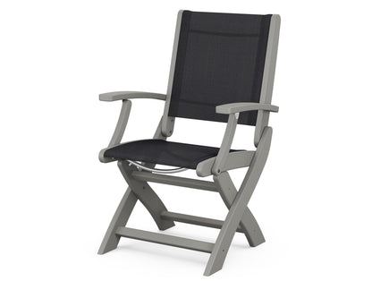 POLYWOOD Coastal Folding Chair in Slate Grey with Slate Grey arms and Black sling