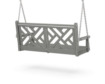 Angled front view of the POLYWOOD Chippendale 48" Swing in Slate Grey