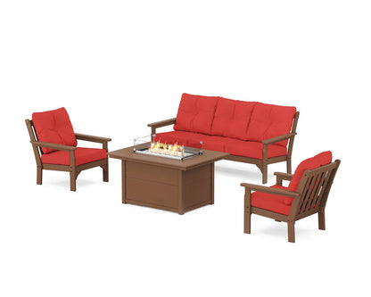 POLYWOOD Vineyard Deep Seating Fire Pit Table Set