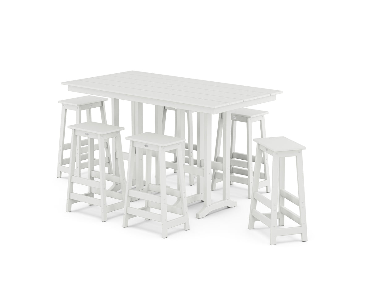 POLYWOOD Modern Studio Bar Stool 7-Piece Set in White