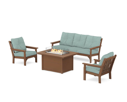 POLYWOOD Vineyard Deep Seating Fire Pit Table Set