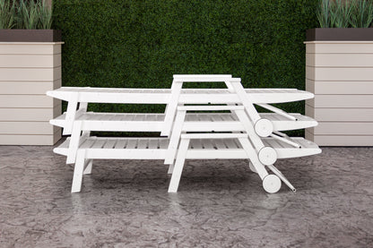 POLYWOOD Nautical Chaise with Arms &amp; Wheels in White styled outdoors