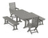 POLYWOOD Captain Folding Chair 5-Piece Dining Set with Trestle Legs - 38" x 73" Table in Slate Grey