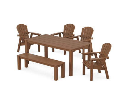 POLYWOOD Seashell 6-Piece Parsons Dining Set with Bench in Teak