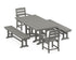 POLYWOOD Lakeside 5-Piece Farmhouse Dining Set with Benches in Slate Grey