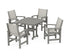POLYWOOD Coastal 5-Piece Dining Set with Nautical 37" Dining Table in Slate Grey / Birch