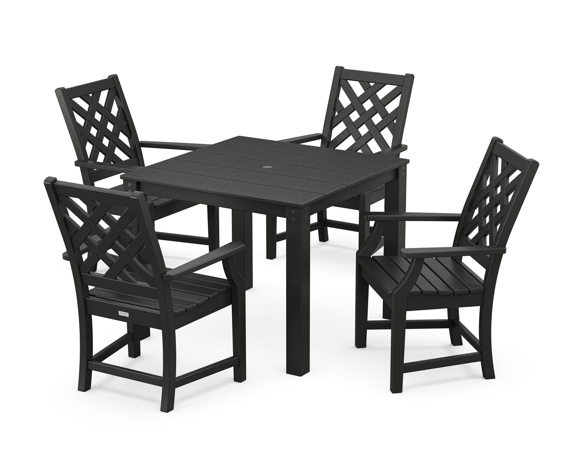 POLYWOOD Wovendale 5-Piece Parsons Dining Set in Black
