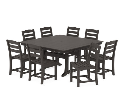 POLYWOOD La Casa Café 9-Piece Nautical Trestle Dining Set in Vintage Coffee