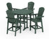 POLYWOOD Nautical Curveback Adirondack 5-Piece Round Trestle Bar Set in Green