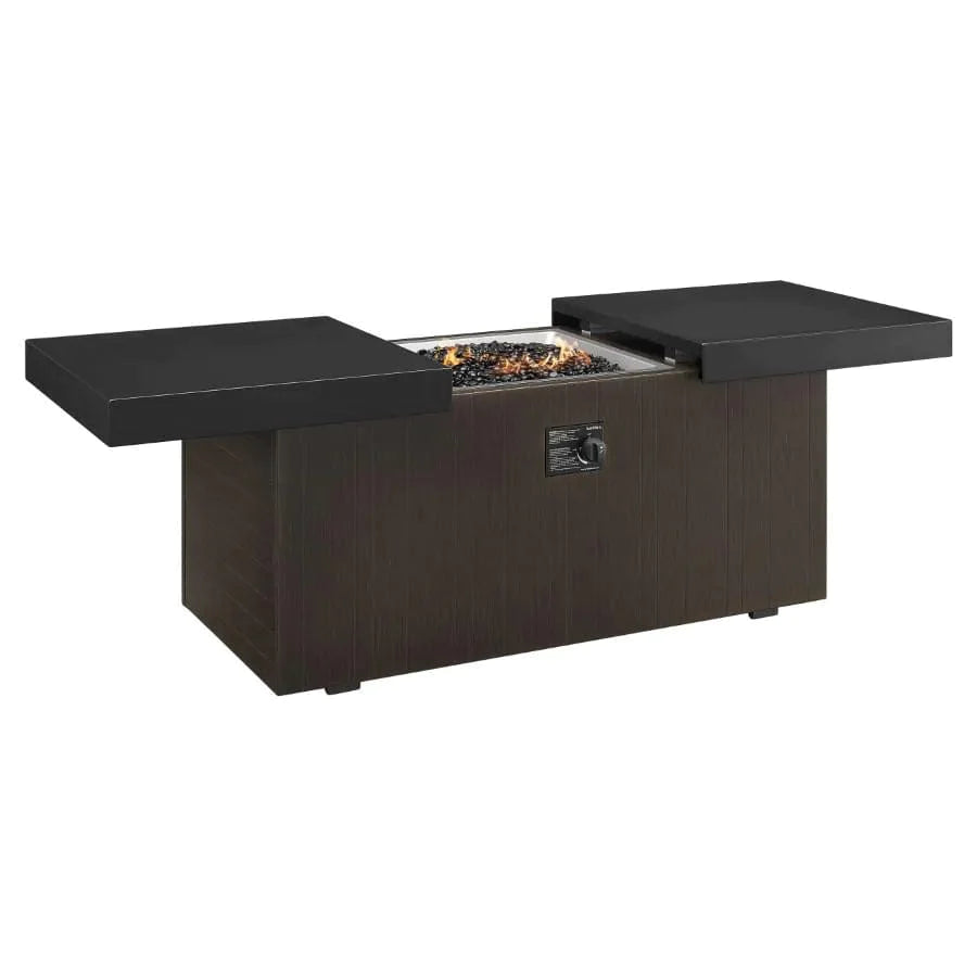Plank &amp; Hyde Fire Pit Plank and Hide 24 Inch x 48 Inch Rectangle Functional Propane Firepit