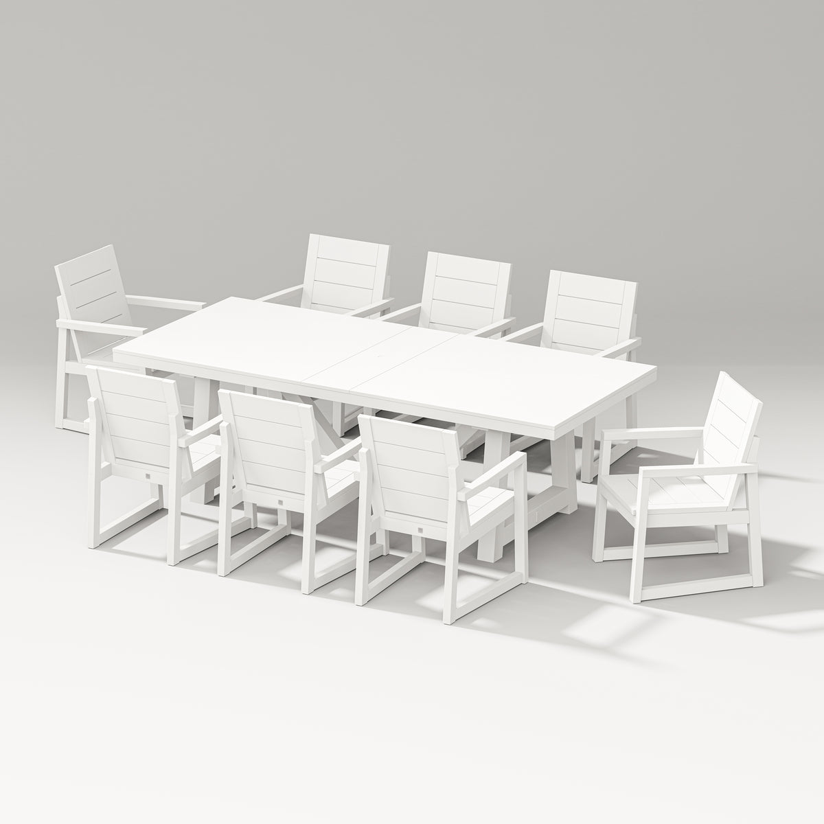 POLYWOOD PW Designer Series Elevate 9-Piece A-Frame Table Dining Set in Vintage White