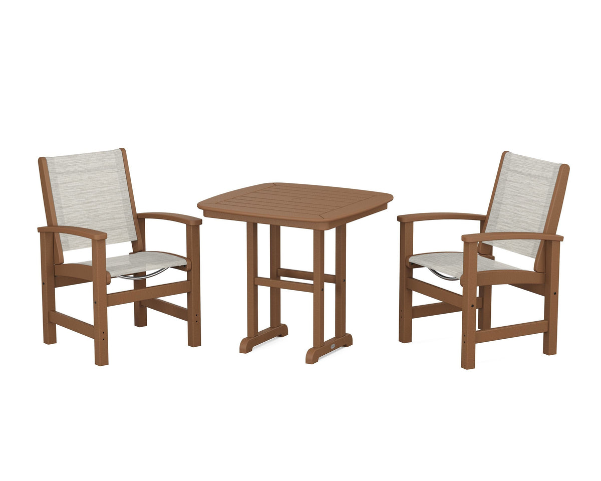 POLYWOOD Coastal 3-Piece Dining Set in Teak / Birch