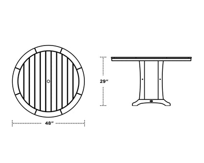 POLYWOOD Nautical Trestle 48" Round Dining Table dimensions