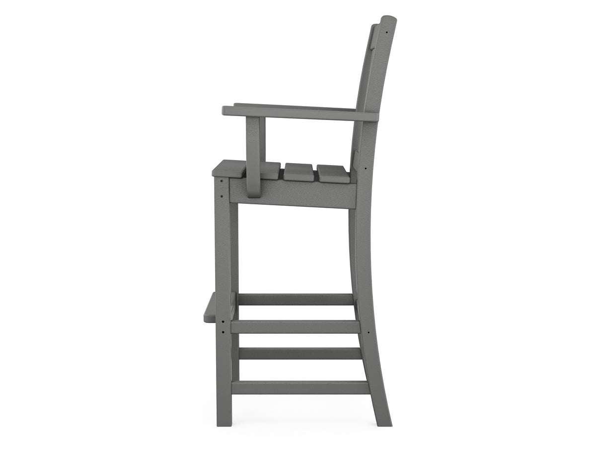 Alternate view of the POLYWOOD Oxford Bar Arm Chair in Slate Grey
