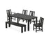 POLYWOOD Prairie 6-Piece Parsons Dining Set with Bench with Prairie Dining Side Chair in Black