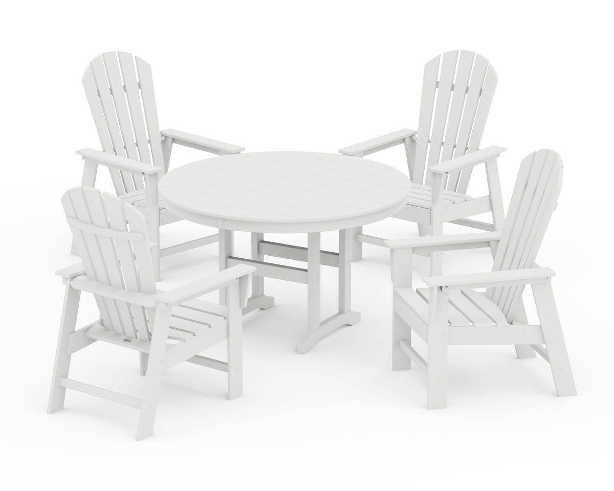 POLYWOOD South Beach 5-Piece Round Farmhouse Dining Set in White