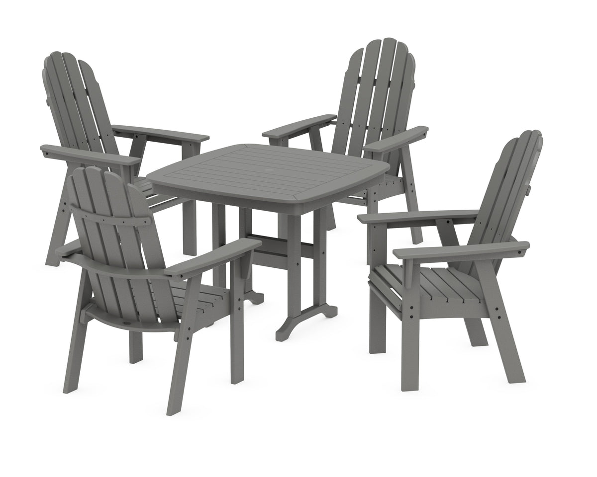 POLYWOOD Vineyard Curveback Adirondack 5-Piece Dining Set - 37" Table in Slate Grey
