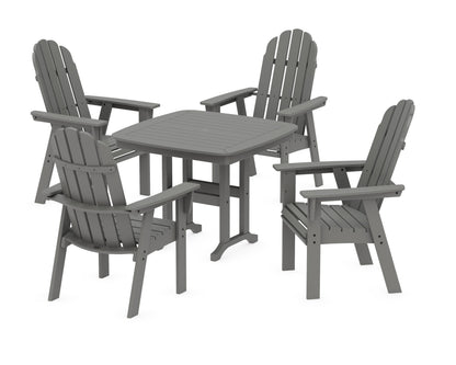 POLYWOOD Vineyard Curveback Adirondack 5-Piece Dining Set - 37" Table in Slate Grey