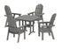POLYWOOD Vineyard Curveback Adirondack 5-Piece Dining Set - 37" Table in Slate Grey
