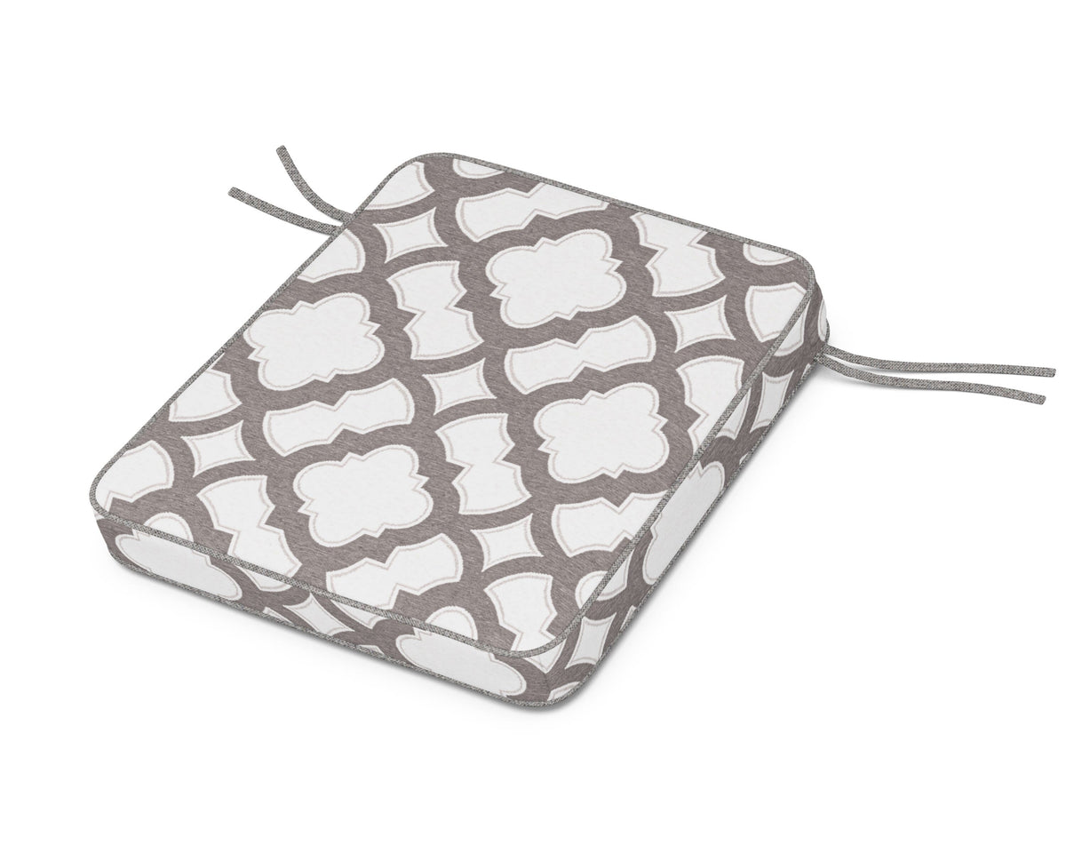 POLYWOOD Chinoiserie Rocker Seat Cushion in Trellis Grey Mist