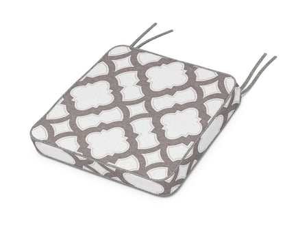 POLYWOOD Chinoiserie Side Chair Seat Cushion in Trellis Grey Mist