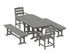 POLYWOOD Lakeside 5-Piece Dining Set with Benches - 37" x 72" Table in Slate Grey