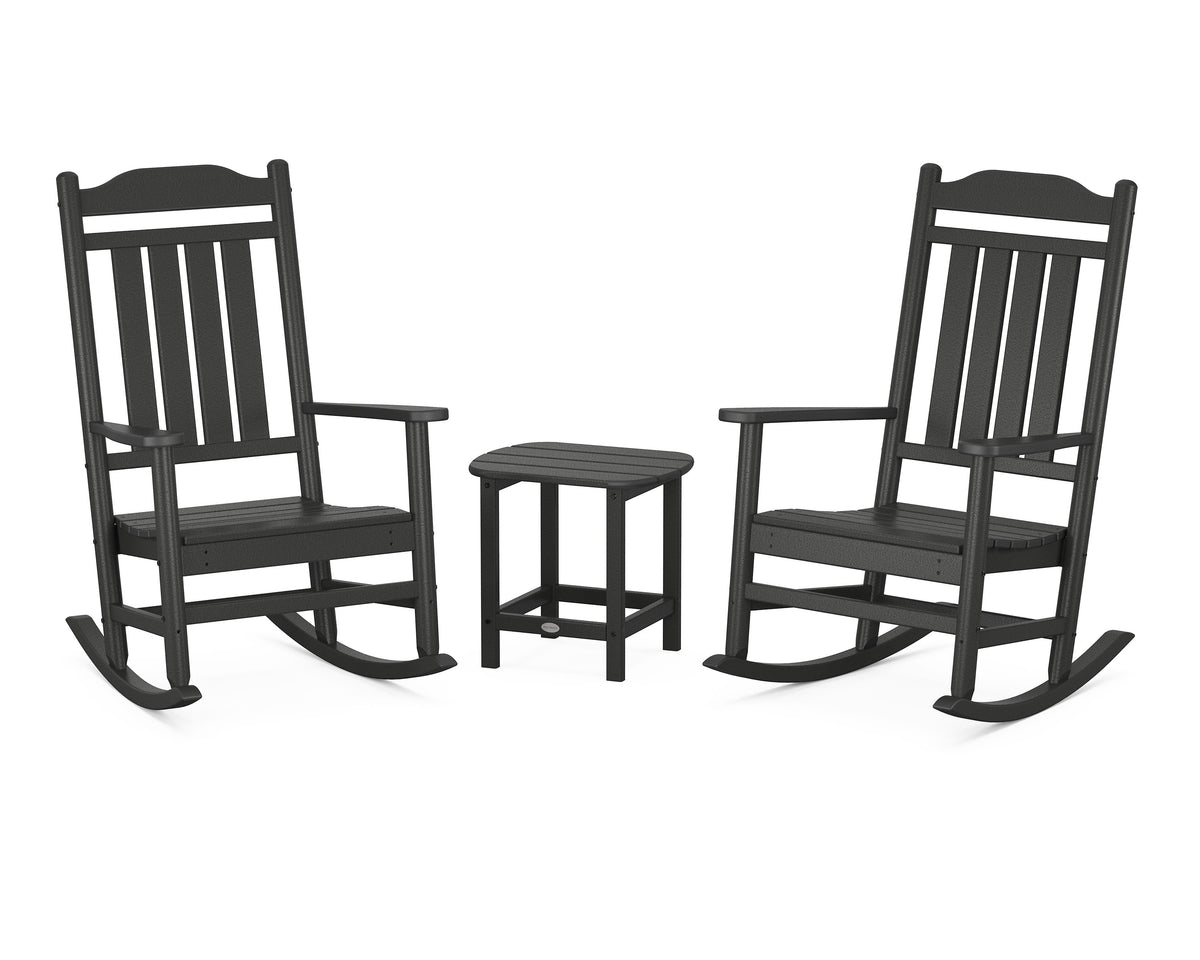 POLYWOOD Cottage Legacy Rocking Chair 3-Piece Set in Black