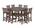 POLYWOOD Traditional Garden 9-Piece Nautical Trestle Bar Set in Mahogany