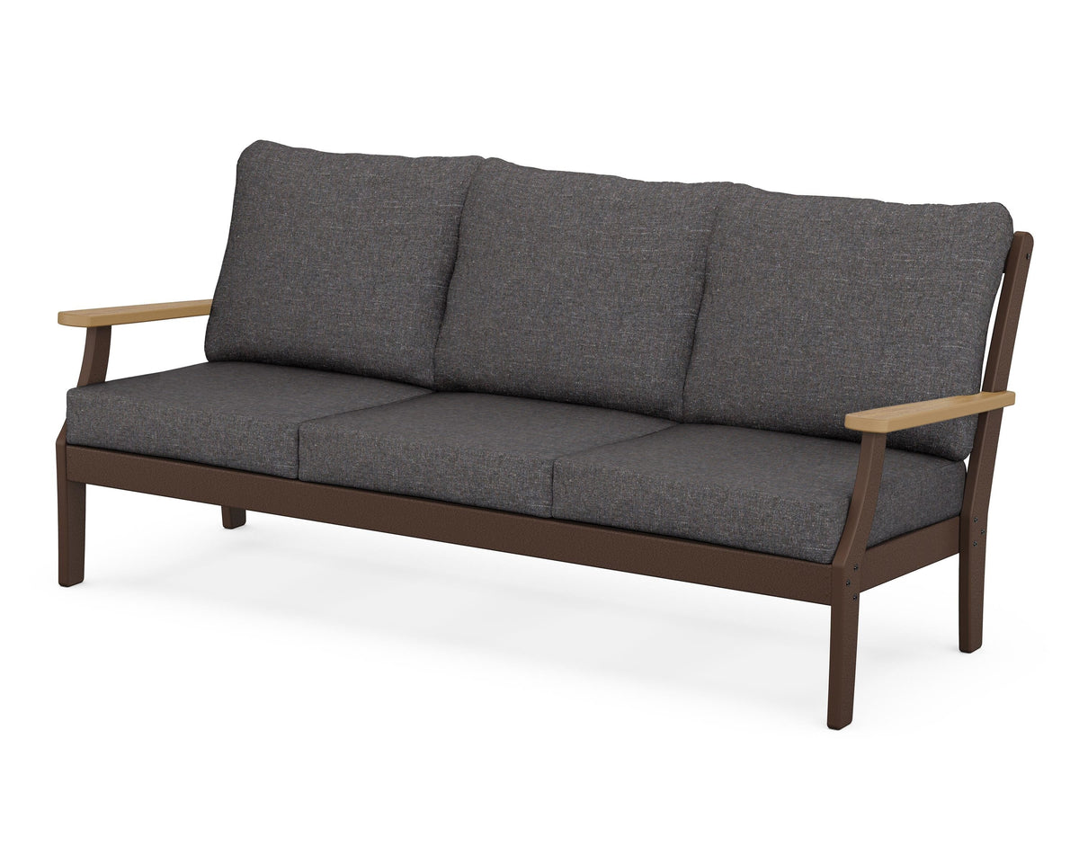 POLYWOOD Braxton Deep Seating Sofa in Mahogany / Natural / Ash Charcoal