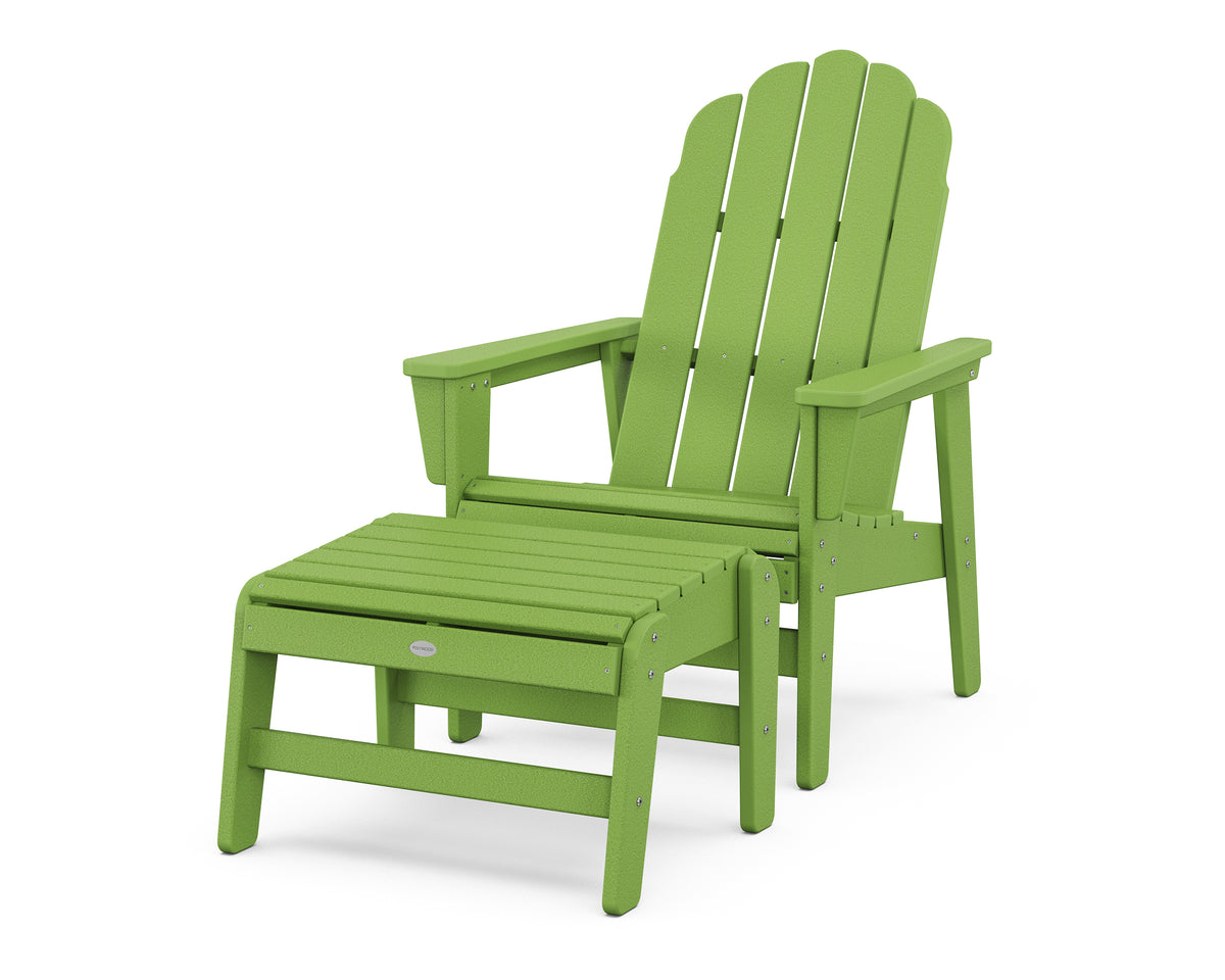 POLYWOOD Vineyard Grand Upright Adirondack Chair with Ottoman in Lime