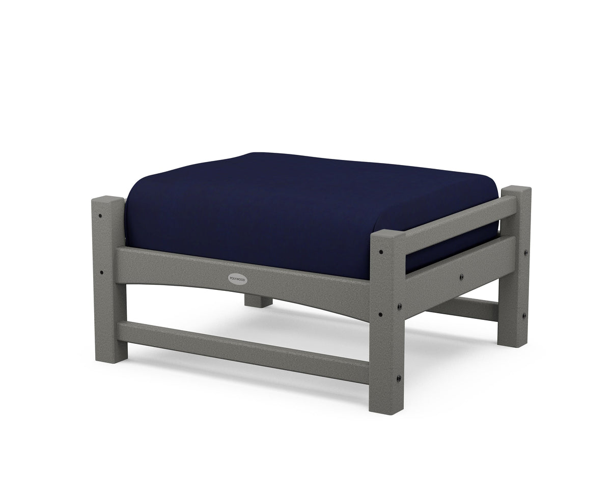 POLYWOOD Club Ottoman in Slate Grey / Navy