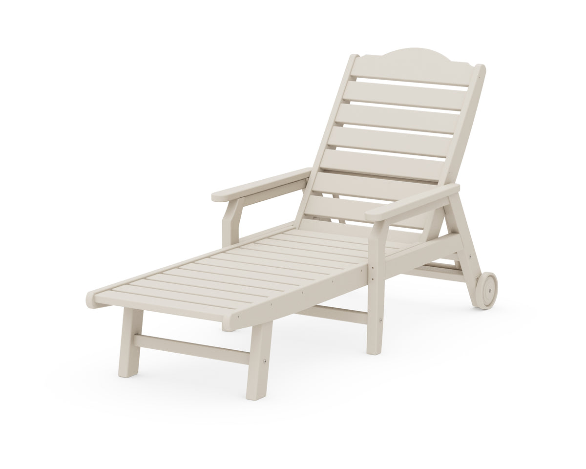 POLYWOOD Savannah Chaise with Arms and Wheels in Sand