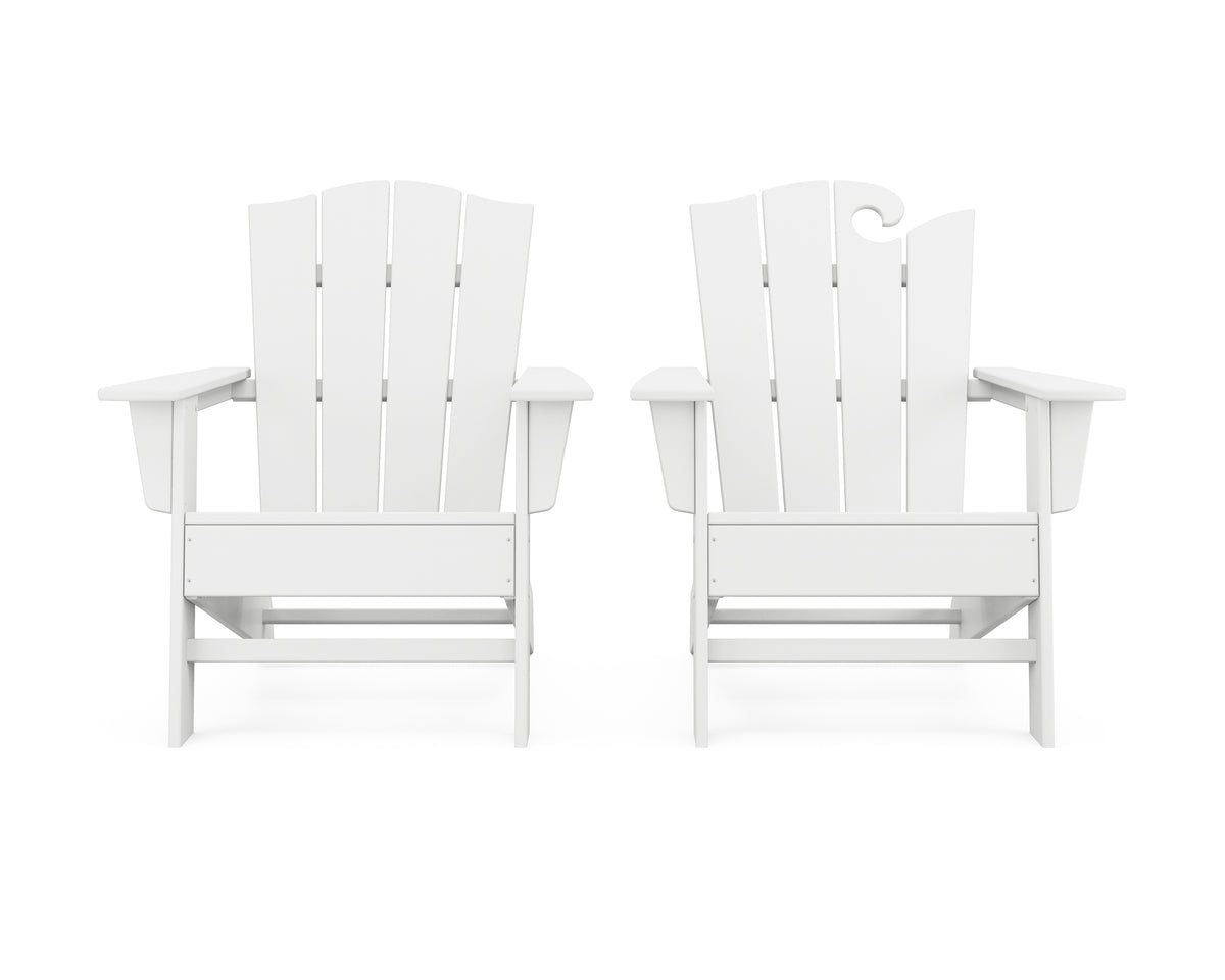 POLYWOOD Wave 2-Piece Adirondack Chair Set with The Crest Chair in White