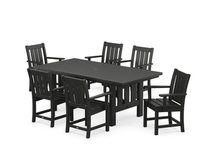POLYWOOD Oxford Arm Chair 7-Piece Mission Dining Set in Black