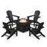 Polywood Fire Pit Set Black Polywood Palm Coast 5-Piece Adirondack Chair Conversation Set with Fire Pit Table