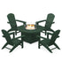 Polywood Fire Pit Set Green Polywood Nautical 5-Piece Adirondack Chair Conversation Set with Fire Pit Table