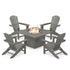 Polywood Palm Coast 5-Piece Adirondack Chair Conversation Set with Fire Pit Table - Casual Furniture World