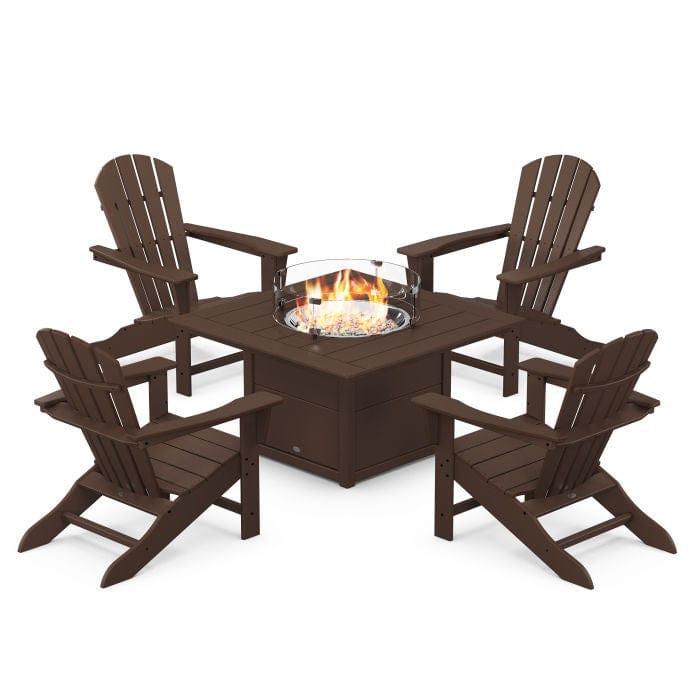 Polywood Fire Pit Set Polywood Palm Coast 5-Piece Adirondack Chair Conversation Set with Fire Pit Table
