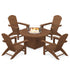 Polywood Fire Pit Set Teak Polywood Nautical 5-Piece Adirondack Chair Conversation Set with Fire Pit Table