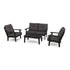 POLYWOOD Lakeside 4-Piece Seating Set in Black / Ash Charcoal
