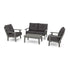 POLYWOOD Lakeside 4-Piece Seating Set in Slate Grey / Ash Charcoal
