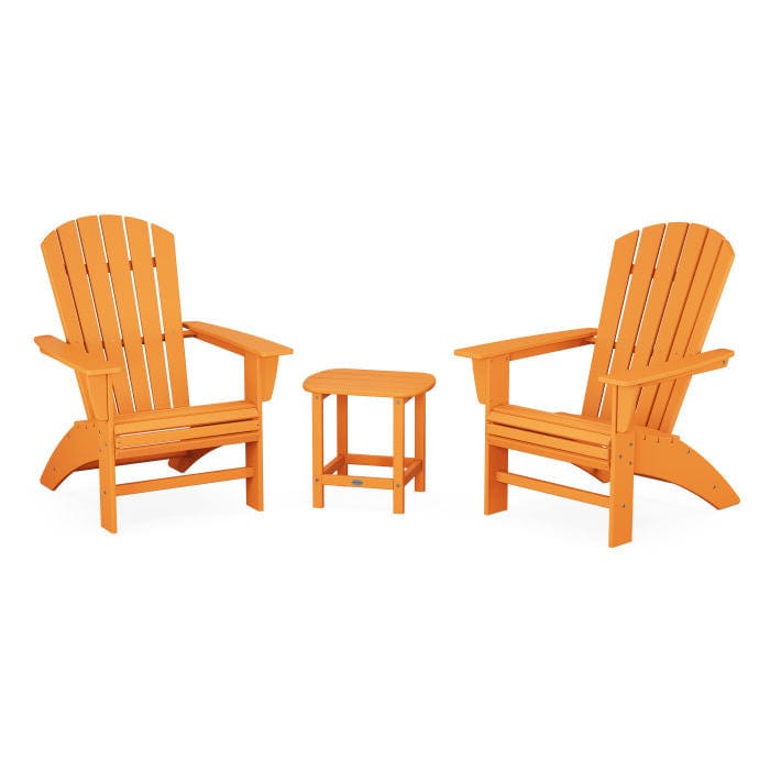 Polywood Outdoor Furniture Tangerine Polywood Nautical 3-Piece Curveback Adirondack Set