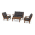 POLYWOOD Lakeside 4-Piece Seating Set in Teak / Ash Charcoal