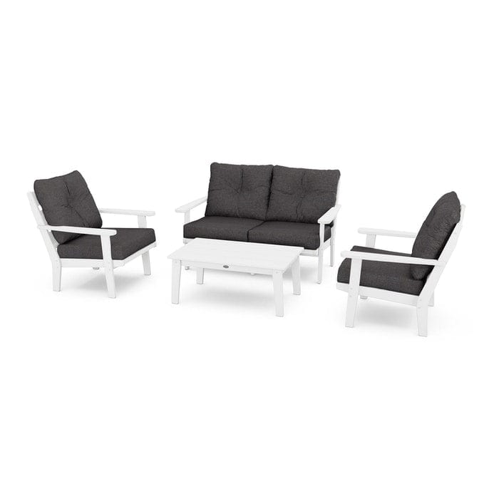 Polywood Outdoor Furniture White / Ash Charcoal Polywood Lakeside 4-Piece Deep Seating Set