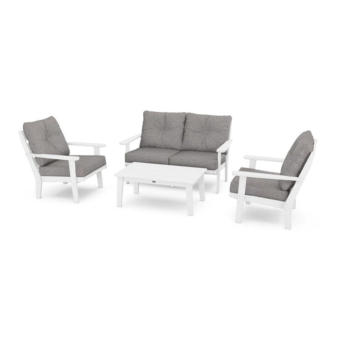 Polywood Outdoor Furniture White / Grey Mist Polywood Lakeside 4-Piece Deep Seating Set