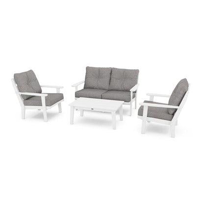 Polywood Outdoor Furniture White / Grey Mist Polywood Lakeside 4-Piece Deep Seating Set