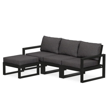 POLYWOOD EDGE 4-Piece Modular Sectional with Ottoman in Black / Ash Charcoal
